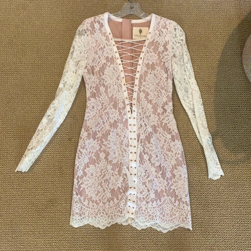 The Jetset Diaries white lace mini dress